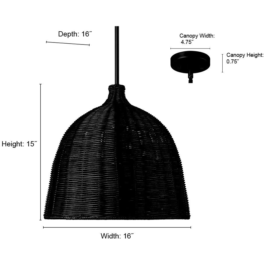 Elise 1 Light 16 inch Matte Black Indoor Pendant Ceiling Light